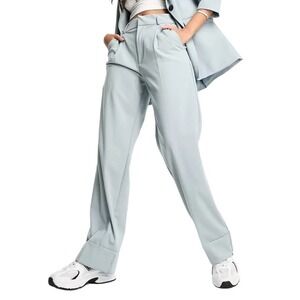 Pull&Bear Darted Wide Leg Tailored Pants in Pale Blue, Size M​​​​​